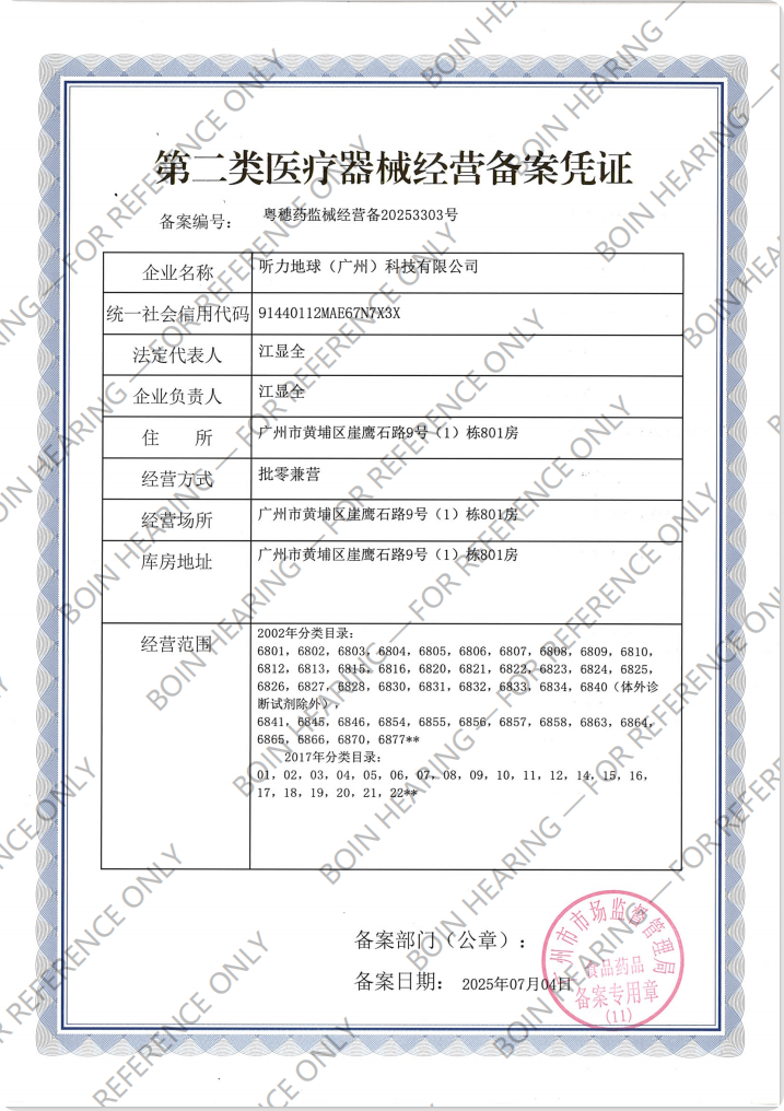 Hearing Earth (Guangzhou) Technology Co., Ltd. Certifications