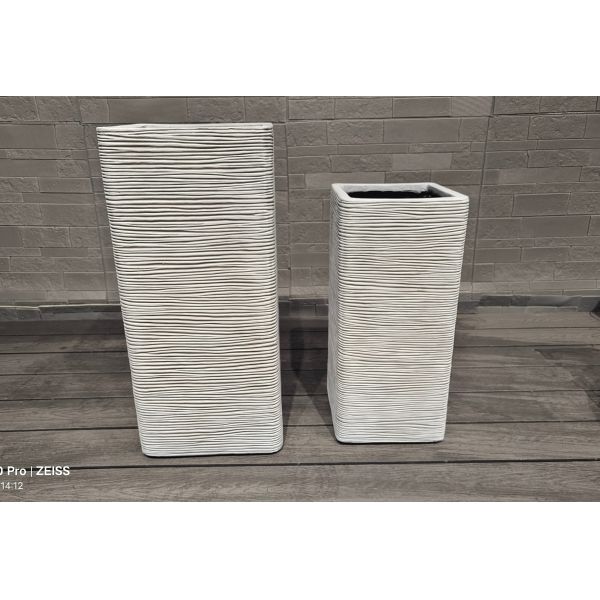 Modern Square Column Flower Box for Living Room Shopping Mall Floor Decor Finished Clay Cement Flower Pot Spray Paint Design