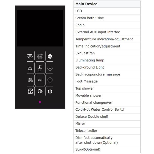 кабина душевой пара 1650x1650x2150mm с ванной водоворота