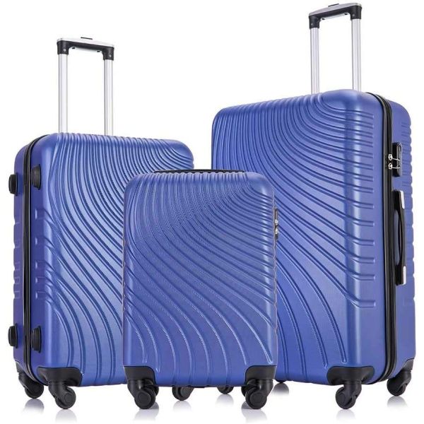 Ensemble de bagages à coque dure 3 pièces, valises à roues tournantes à 360 degrés, poignée rétractable, 20 pouces à transporter