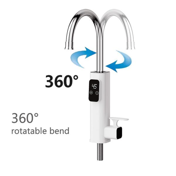 ABS Material 360 Deg Free Rotation Electric Hot Water Tap Bathroom Kitchen 3300W Power