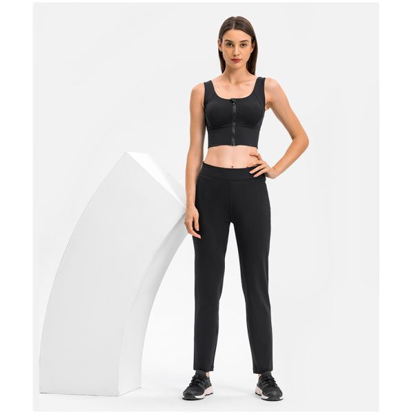 Skin Friendly Women'S Straight Leg Casual Pants Breathable With Zip Pocket