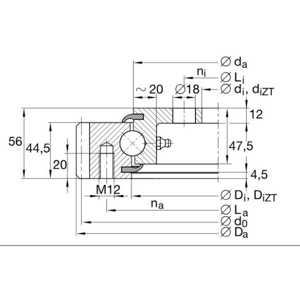 VLA200744-N Four point contact bearings  light series external gear teeth,inner ring flanged 634x838.1x56mm