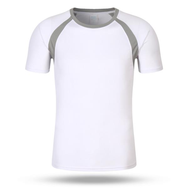 dos homens de secagem rápidos do t-shirt da luva da camisa inferior do pescoço do círculo da cor sólida 160g o verão curto