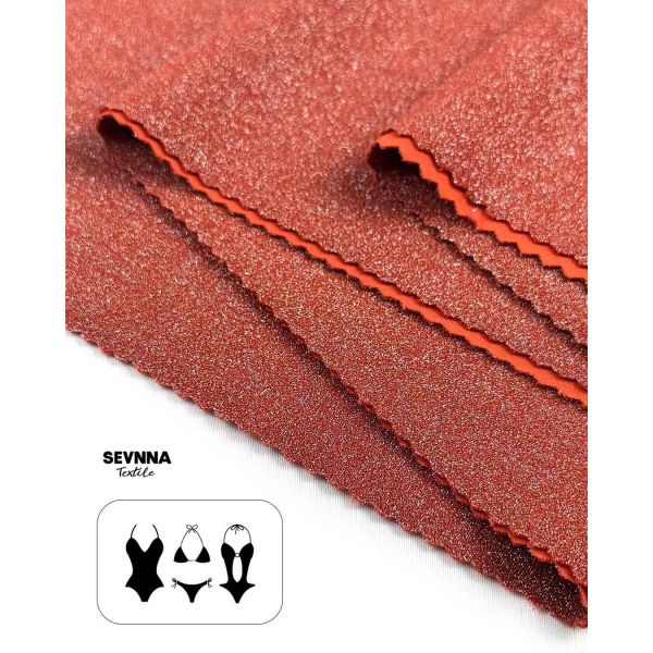 Tejido de punto doble de 230 g/m con nailon reciclado y acabado metálico para verano y otoño