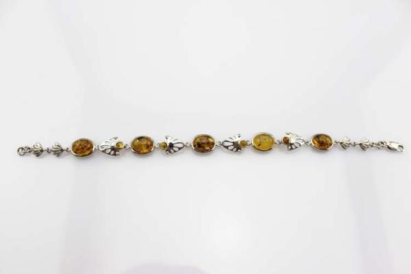 Gemstone Jewelry 925 Silver 8x10mm Oval Citrine Link Tennis  Bracelet (SB7001)