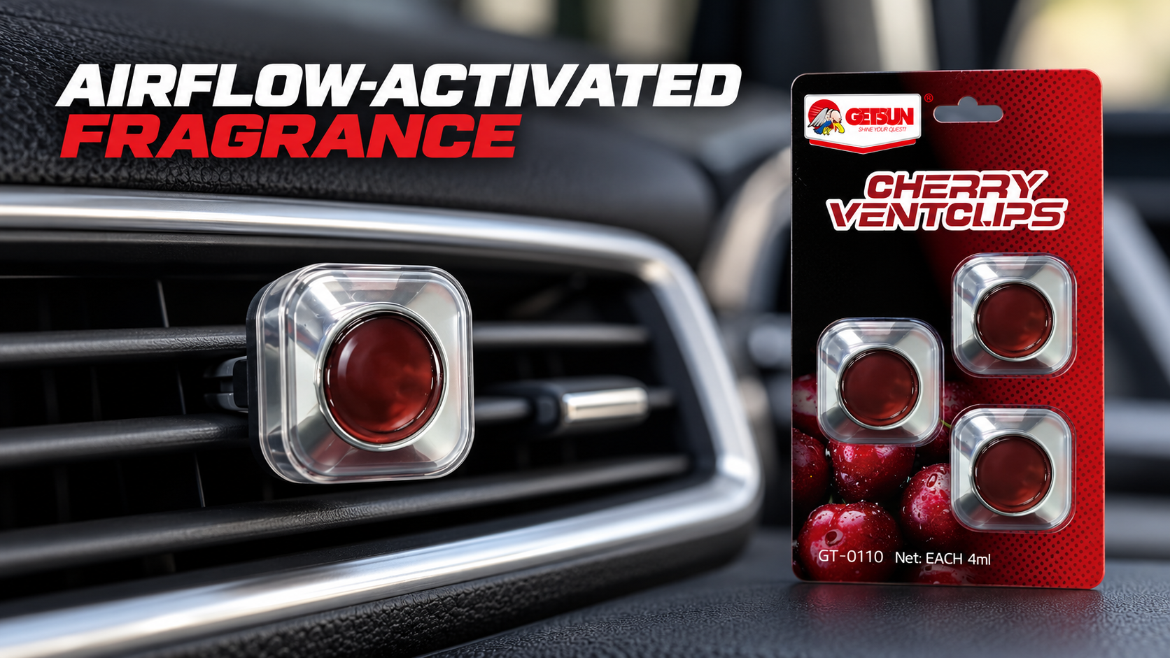 GETSUN GT-0110 Cherry Vent Clips 4ml Each 3-Piece Set