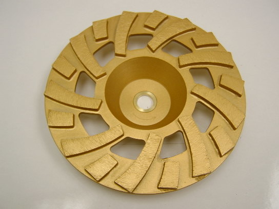 Golden Sintered Fan Diamond Turbo Cup Wheel , Concrete Grinding Cup Wheel