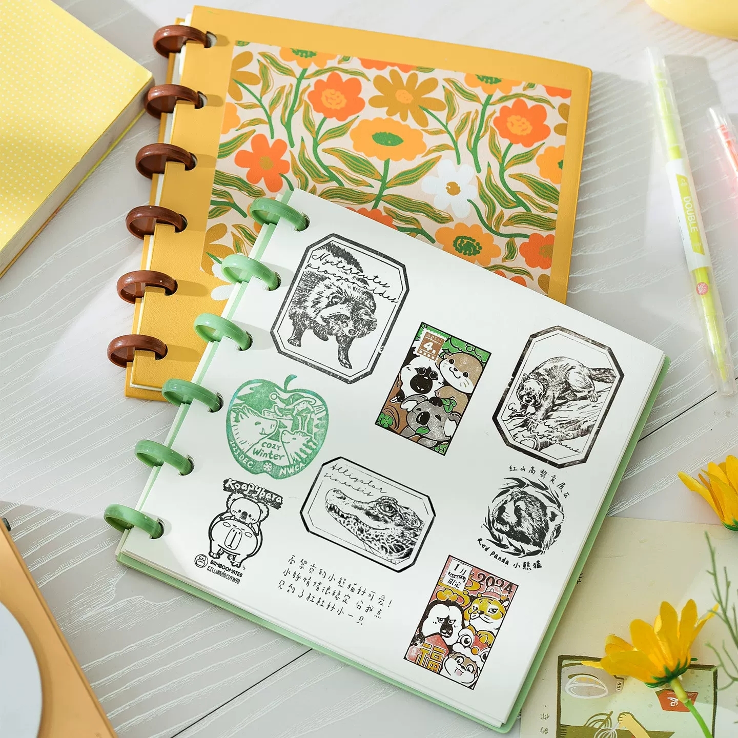 Discbound Notebook And Art Journal With Colorful Floral Cover