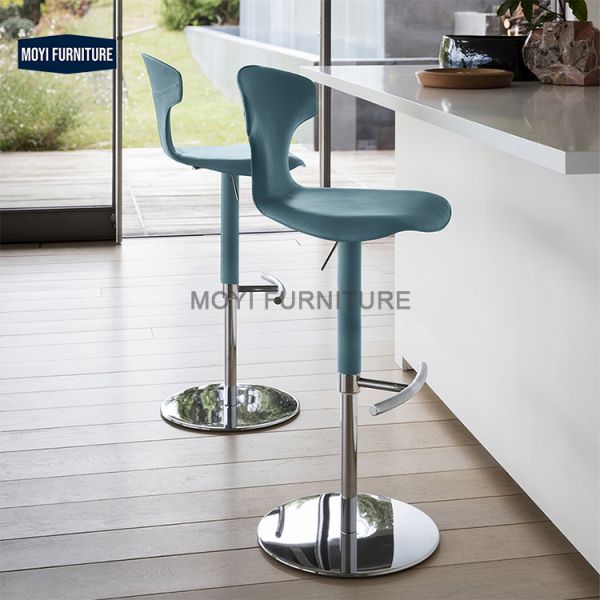 Commercial Furniture Stainless Steel Base Luxury Lift Bar Chair for KTV Home Kitchen Island Modern Rotating Leather Stools