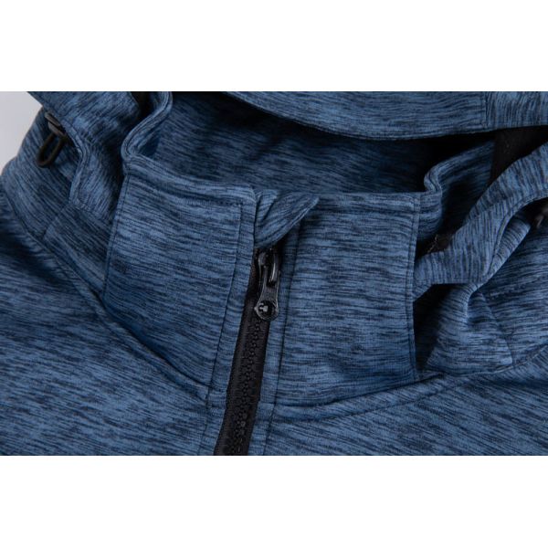 Heather Blue Mens Zip Up Hoodies Soft Shell  Jacket  Contrast Panels