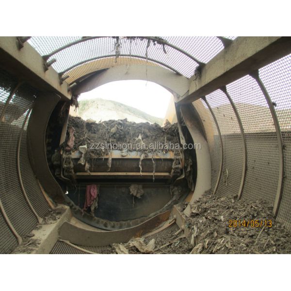 Stainless Steel Compost Sieve with Stacking Conveyor and Customizable Discharge Size