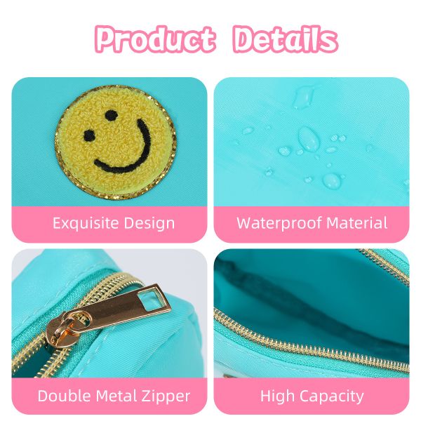 24 Colors Zipper Waterproof Toiletry Bag Large Make-up Bags for Travel in Nylon Pouch