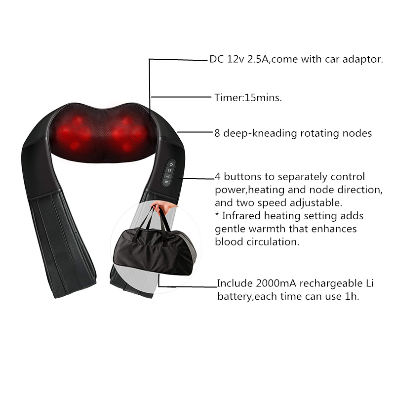 6D 6Head Mini Relief Multi-Modes Portable Heating Neck Massager Intelligent Tapping Neck Shoulder Massager