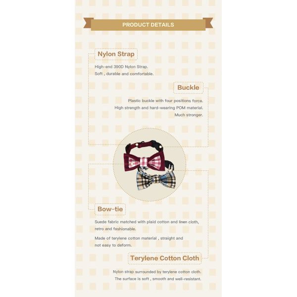 Wide Yellow Red Nylon Dog Collars Personalised Christmas Thanksgiving Dog Bow Tie