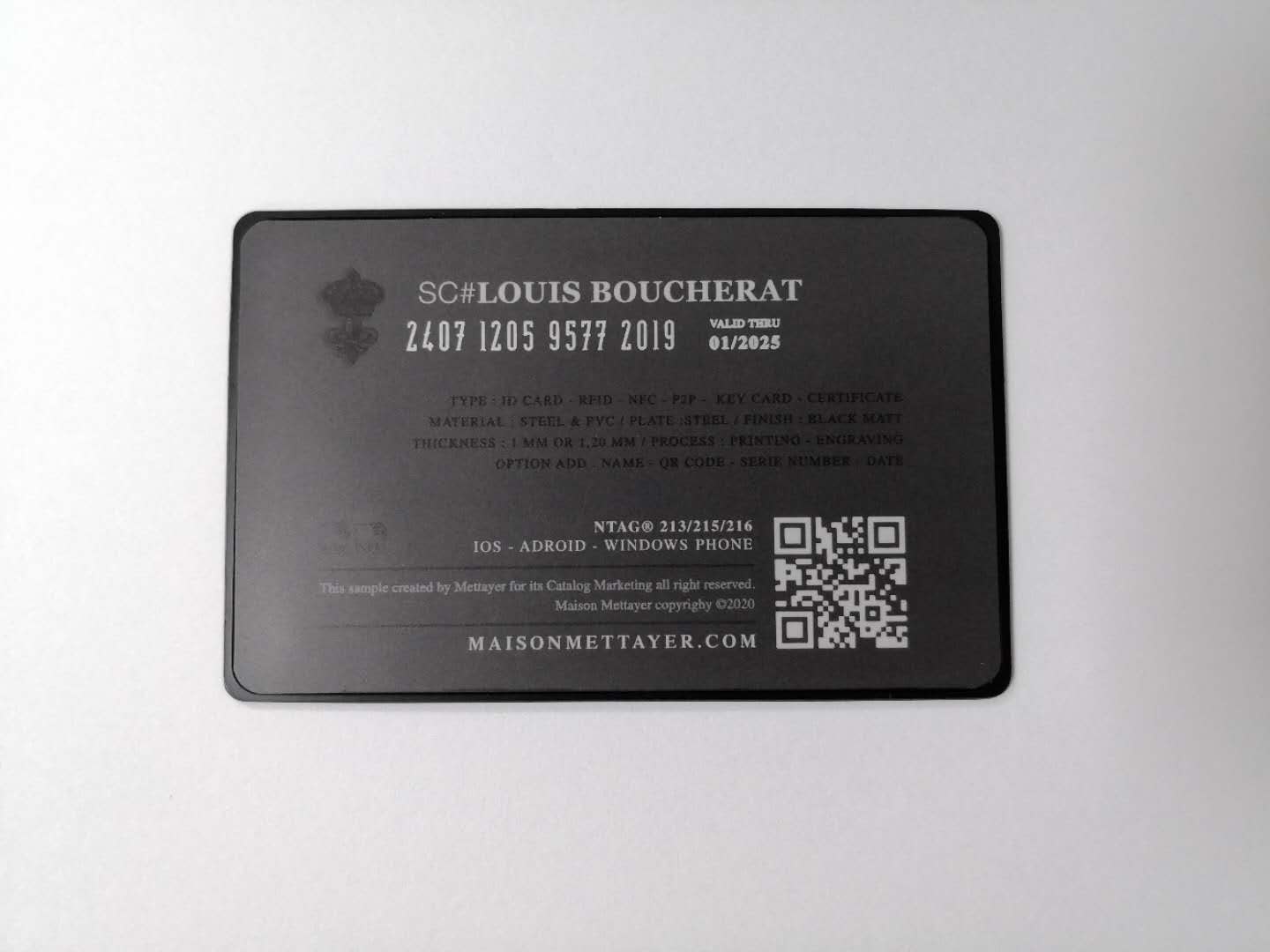 Почищенная щеткой заканчивая карта металла RFID  1k Nfc для банка