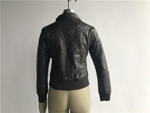 Womens PVC Leather Biker Jacket Dark Brown Color Plastic Zip Through LEDO1715
