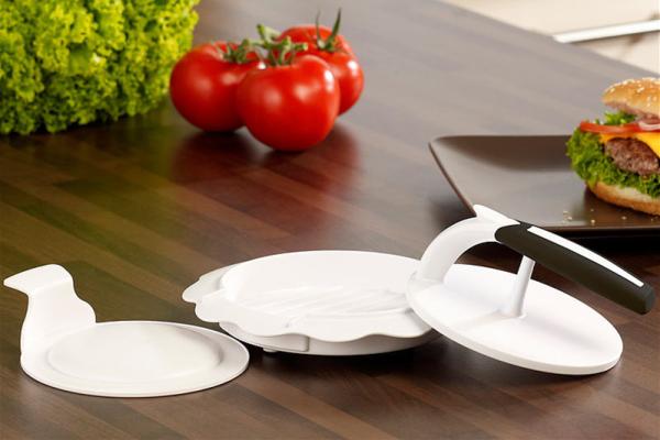 TPR Plastic Vegetable Cutter Manual Hamburger Maker Press White 16 * 7.8cm