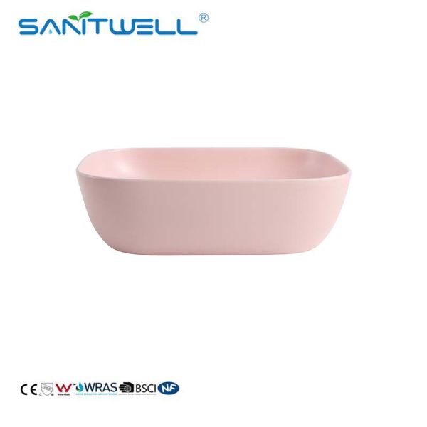 Chaozhou Factory Above Counter basin 2024 Pink Color Ceramic Basin Wall Mounted Sink