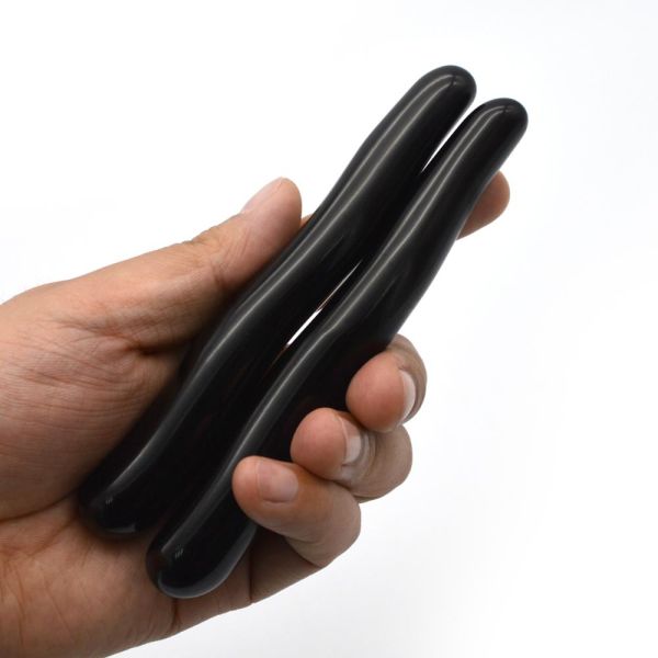 Nature Gemstone Yoni Healing Wands Black Obsidian Curved Massage Wand for Women's Crystal Healing