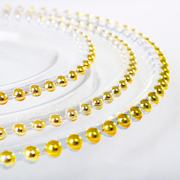 Pearl Round Gold Decoration Glass Charger Plate for Wedding Dinnerware Glass Plate