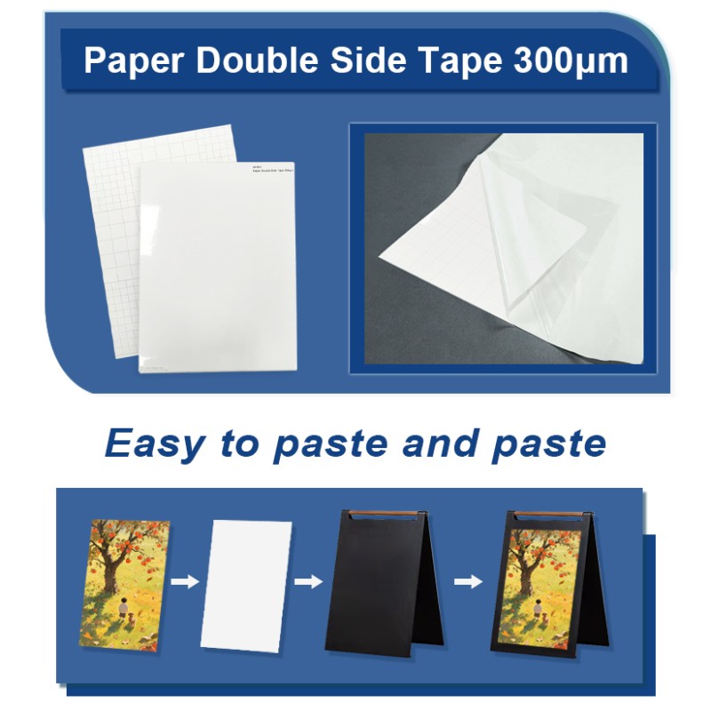 High Thickness 300μm Heavy Duty Paper PE Double Side Strong Adhesion Tape For Backboard Leveling and Framing