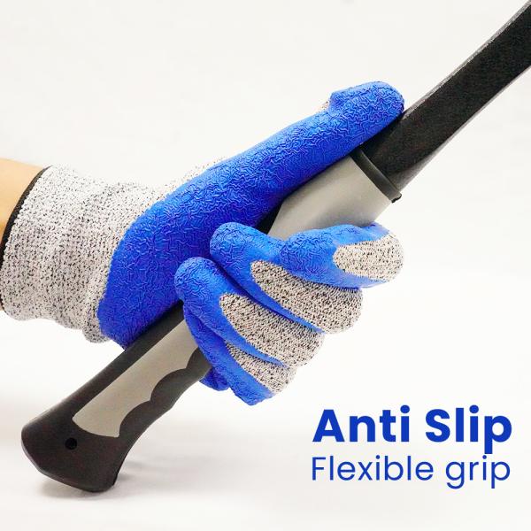 Abrasion Resistant Cut Resistant Safety Gloves Customized Crinkle Latex Coating Gloves
