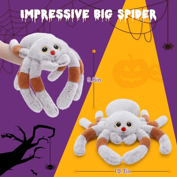 2024 Halloween 20 Giant Spider Plush Toy Cute Tarantula Stuffed Animal Cushion Pillow Kids' Prank Props Party Decorations
