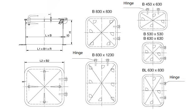 Тип люковое закрытие CB/T 3728 b Weathertight небольшое стальное с оборудовать 4 собак морской