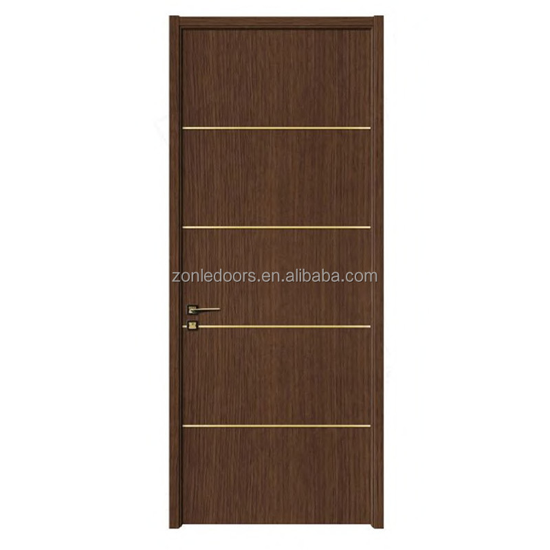 Prehung WPC Shaker Door Exterior Flush Front Entrance Bedroom Other Interior Single Slab Wood Doors Design With Smart Lock