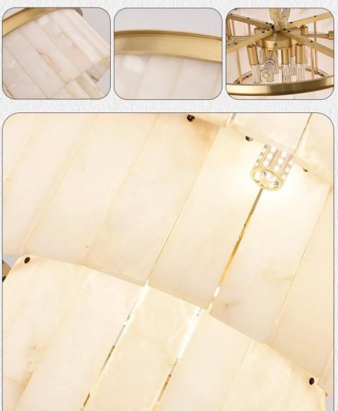 Decoração de casa moderna Lâmpadas de latão Alabastro Sombra de mármore Hotel Restaurante Quarto Lâmpadas de pendente Iluminação de luzes sofisticadas