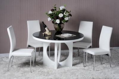 Modern Dining Room Furniture,White High Glossy/Glass Dining Table