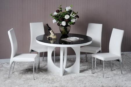 Modern Dining Room Furniture,White High Glossy/Glass Dining Table