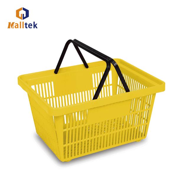 Populaire panier à main double poignée HDPP panier d'achat en plastique pour les magasins de détail