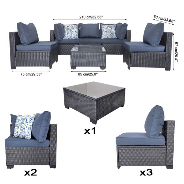 Factory Wholesale Free Combination Rattan Coffee Table and Chairs Set Garden Outdoor Furniture Steel Wicker Sofa Sets