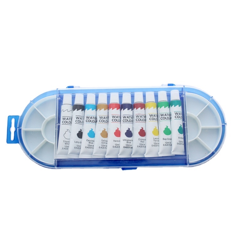 Wholesale custom10 color art painting PP box 12ml watercolor paint
