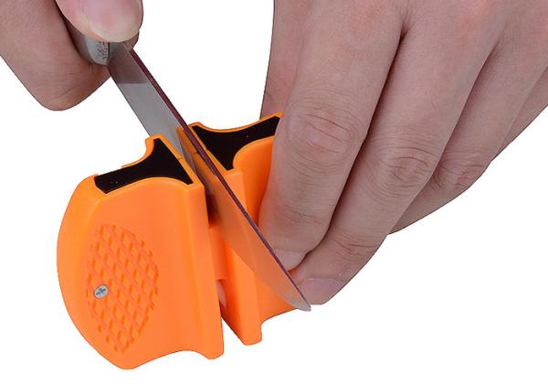 Apontador de faca alaranjado do carboneto de tungstênio do mini bolso para a faca do metal do esporte exterior