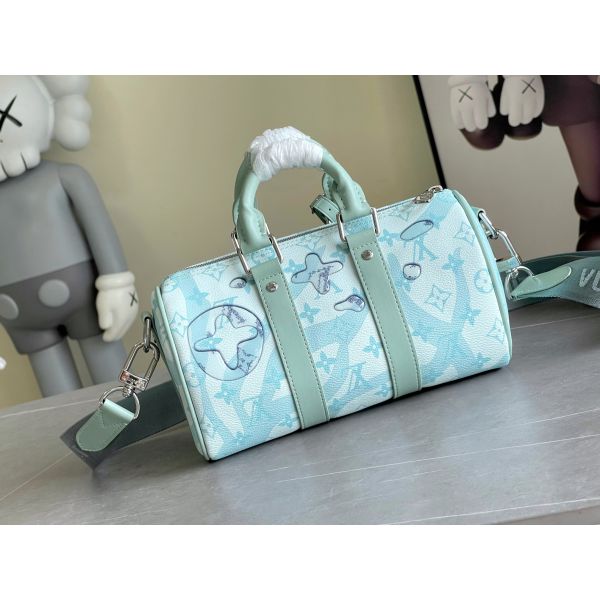 Сумка перемещения Keepall BandoulièRe 50 сумки вензеля LV дела дизайнерские голубая