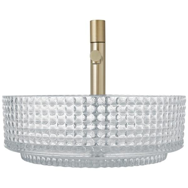 European Cylinder Shaped Glass Wash Basin Crystal Clear Sink Diemater 14.8