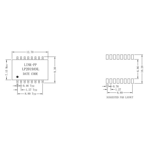 SM51108L High Frequency Transformer 10 / 100 Base Tx VolP Modules LP2019ANL