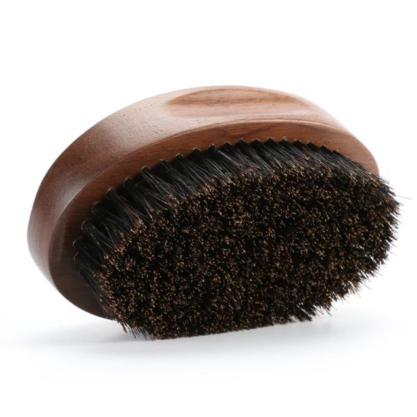 Pincel de barba de madeira de nozes oval personalizar logotipo da marca de barba de limpeza de escova