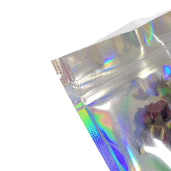 6x9 Inch Smell Proof Flat Resealable Foil Holographic Mylar Zipper Bags for Party Favor Food Storage Food Packaging