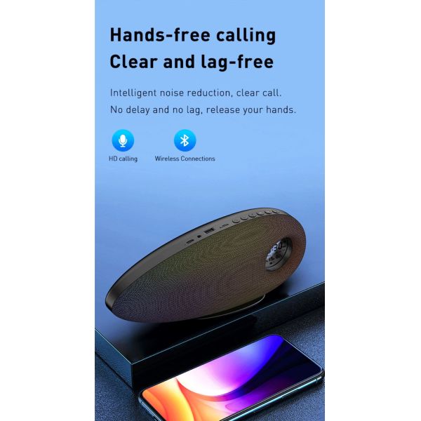 SM-2402 Model Shark Tooth Shaped Wireless Clock with Colorful Lights and Fabric Cover