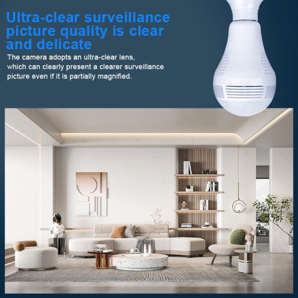 Smart 1.3MP Light Bulb Panoramic Camera , Wireless Fisheye Surveillance Camera