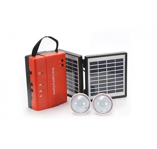 popular off-grid area rechargeable 4W DIY solar lighting kits with 2 led light power bank solar charger controller