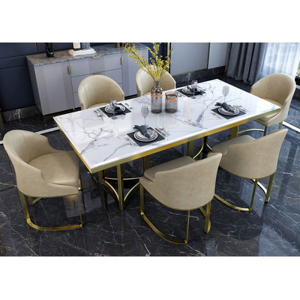 Fashionable Tabletop Slate Dining Table Stainless Steel Frame