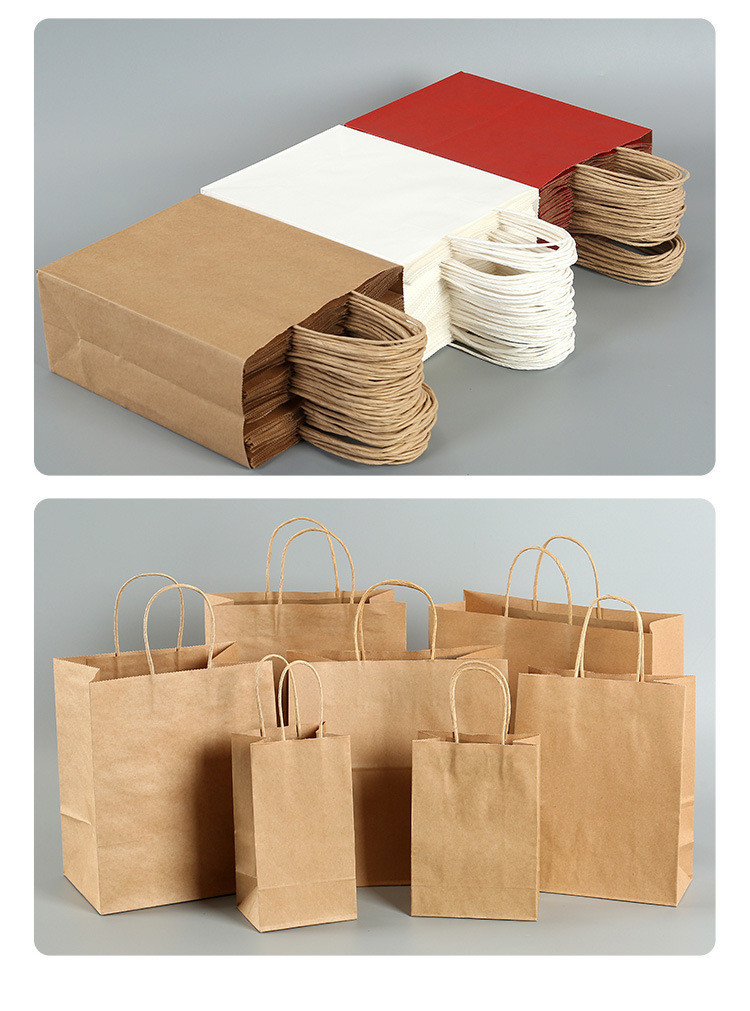 Takeaway Packaging Kraft Paper Bag with Customized Logo Printing and Hand-Held Design
