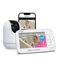 Monitor para bebés WiFi de 5 pulgadas y 1080P con giro e inclinación de 360° y batería de 5000 mAh