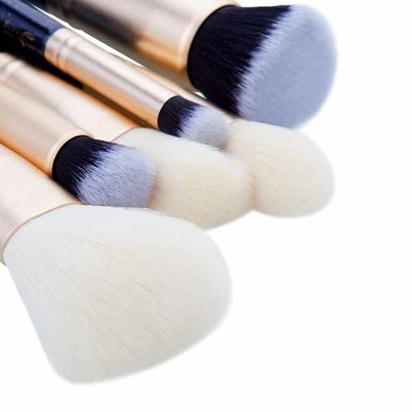 6pcs Prussian Blue / Golden Sands Face Makeup Brush Set Angled Blush Finish T488