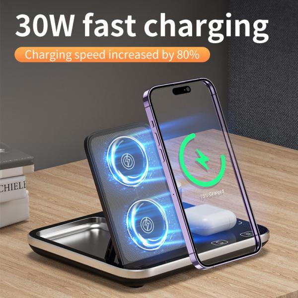 9V 2A 4 In 1 Wireless Charging Stand With RGB Nightlight